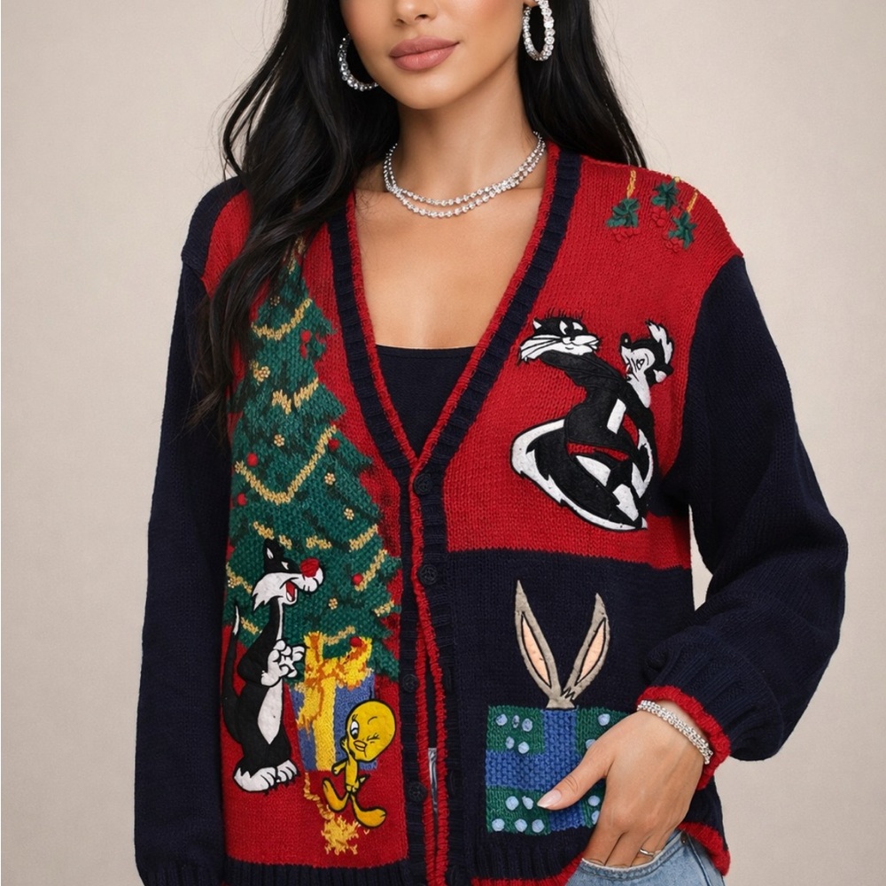 Warner Bros. Festive Red and Black Cardigan